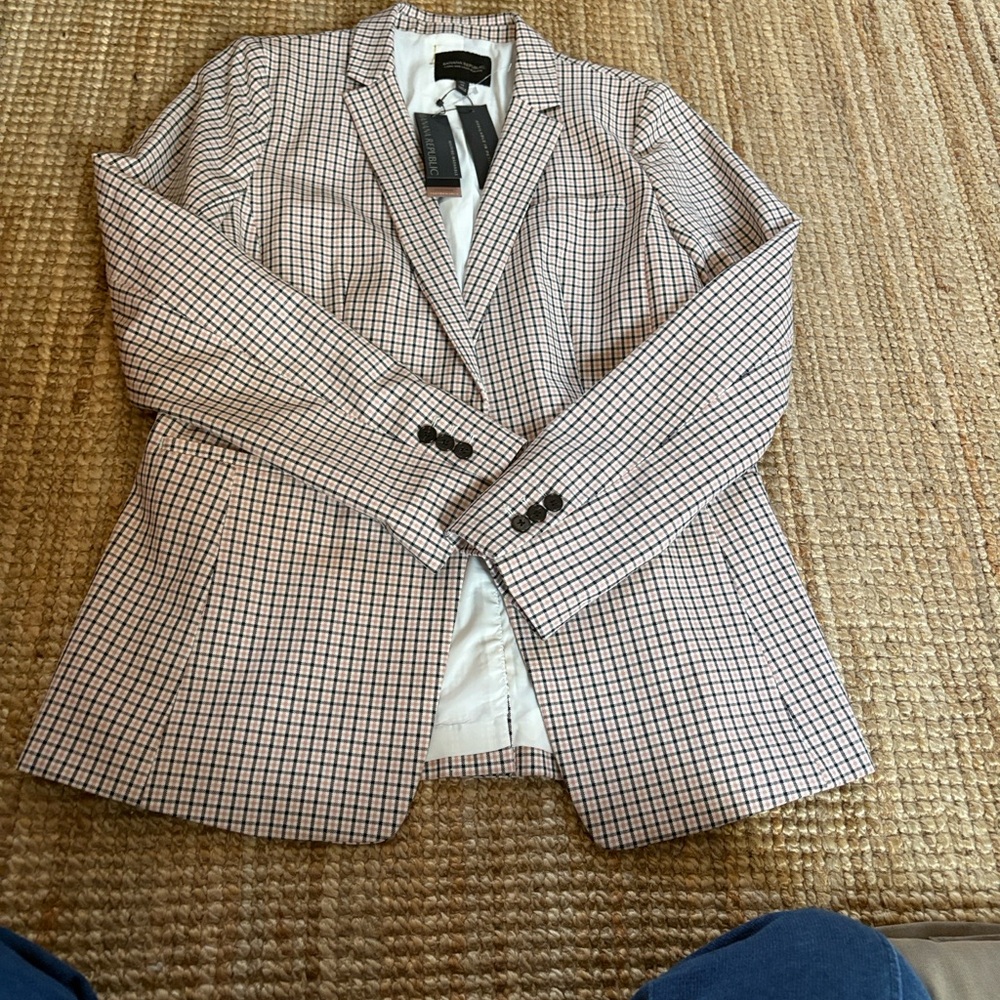 Banana Republic Checkered Tall Blazer in Black  and White
